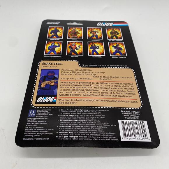 G.I. Joe Reaction Figures Snake Eyes Commando Super 7 Hasbro 2021 New - Picture 4 of 5